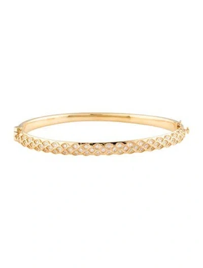 Pre-owned Syna 18k Diamond Hinged Bangle Bracelet, 7" In Multi