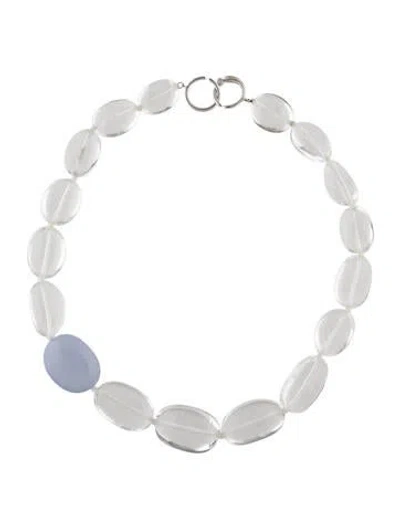 Pre-owned Syna 18k Dyed Chalcedony, Quartz & Diamond Bead Necklace In Multi