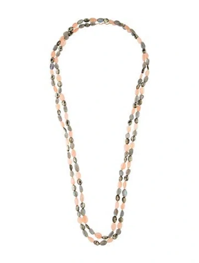 Pre-owned Syna 18k Labradorite, Moonstone & Pyrite Multistrand Bead Necklace, 60"