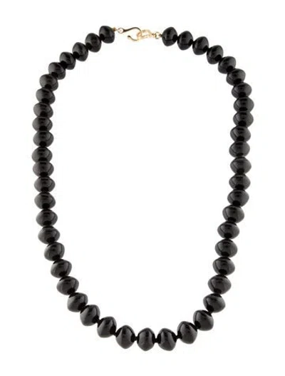 Pre-owned Syna 18k Limited Edison Black Onyx Bead Necklace, 20" In Multi