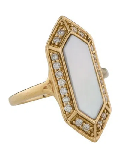 Pre-owned Syna 18k Mother Of Pearl & Diamond Cocktail Ring In Multi