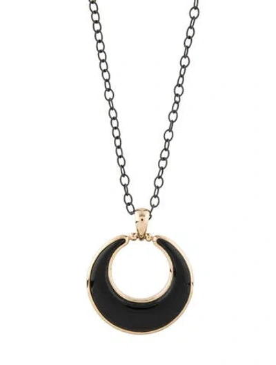 Pre-owned Syna 18k Onyx Luna Pendant Necklace In Multi