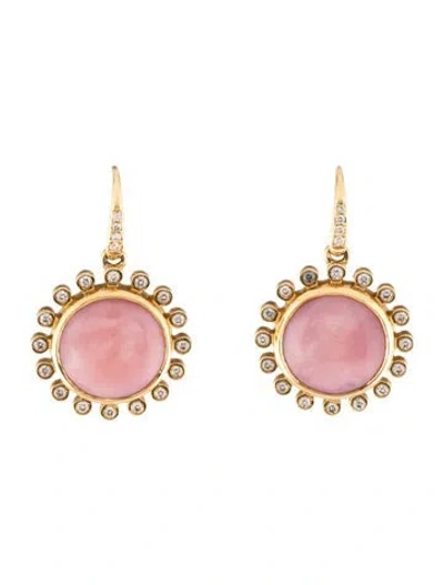 Pre-owned Syna 18k Opal & Diamond Drop Earrings In Multicolor