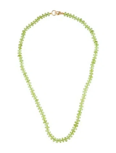 Pre-owned Syna 18k Peridot Bead Strand Necklace, 18" In Multi