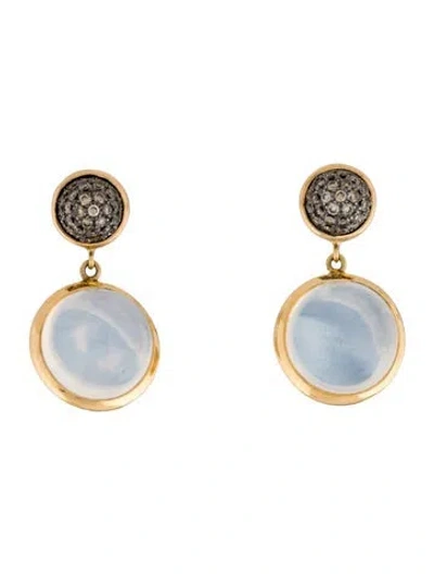 Pre-owned Syna 18k Quartz & Diamond Drop Earrings In Multicolor