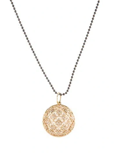 Pre-owned Syna 18k Quartz & Diamond Mogul Flower Pendant Necklace, 18" In Multi