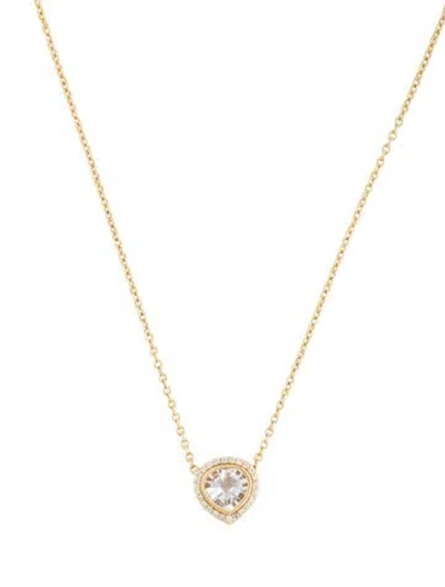 Pre-owned Syna 18k Quartz & Diamond Pendant Necklace, 18" In Multicolor