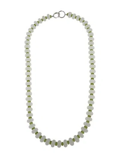 Pre-owned Syna 18k Quartz, Peridot & Diamond Bead Necklace In Multi