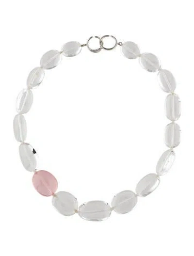 Pre-owned Syna 18k Rose Quartz, Quartz & Diamond Bead Necklace In Multi