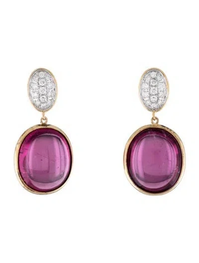 Pre-owned Syna 18k Rubellite & Diamond Drop Earrings In Multi
