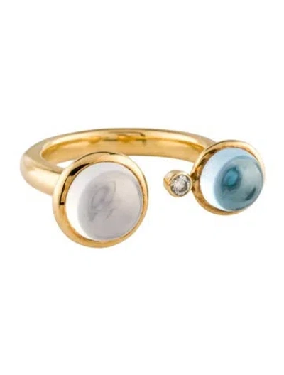 Pre-owned Syna 18k Topaz, Quartz & Diamond Open Ring In Multi