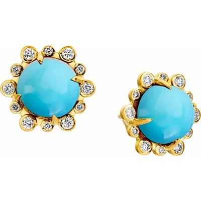 Syna Aura Petite Studs In Blue