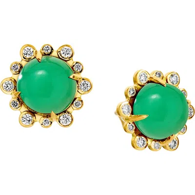 Syna Aura Petite Studs In Green