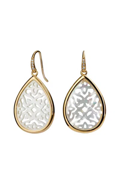 Syna Carved Mother Of Pearl Drop Earring In Multi
