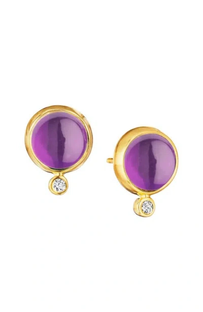 Syna Cirra Cabochon Studs In Gold