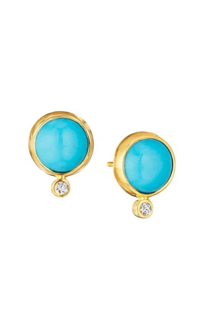 Syna Cirra Cabochon Studs In Gold