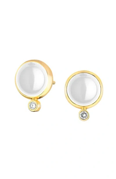 Syna Cirra Cabochon Studs In Gold