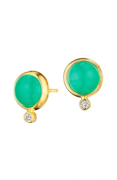 Syna Cirra Cabochon Studs In Green