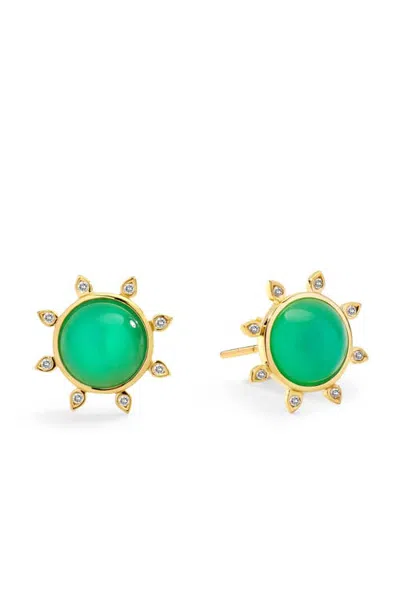 Syna Cosmic Sun Studs In Chrysoprase