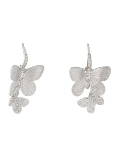 Pre-owned Syna Diamond Flower Drop Earrings In Multi