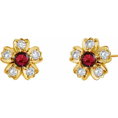 Syna Diamond Flower Studs In Gold