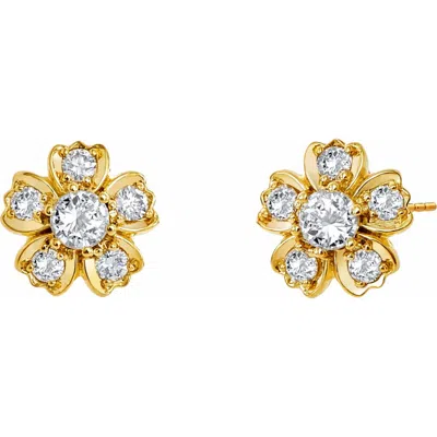 Syna Diamond Flower Studs In Gold