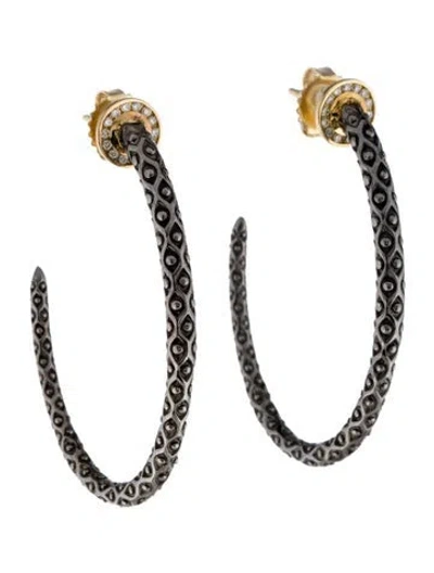 Pre-owned Syna Diamond J Hoop Earrings In Multicolor