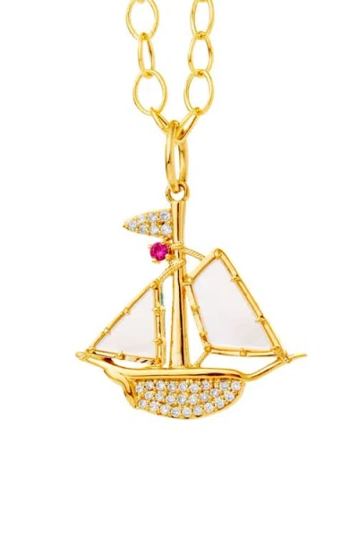 Syna Dream Sail Boat Charm In Gold