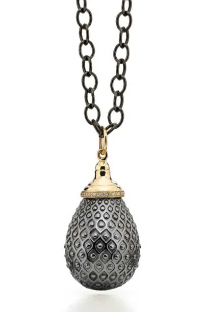 Syna Drop Pendant In Oxidized Silver