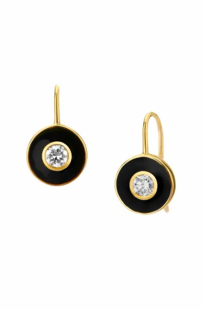 Syna Enamel Disc Earrings In Black