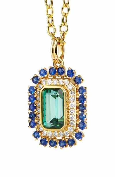 Syna Green Tourmaline Geometrix Charm In Gold