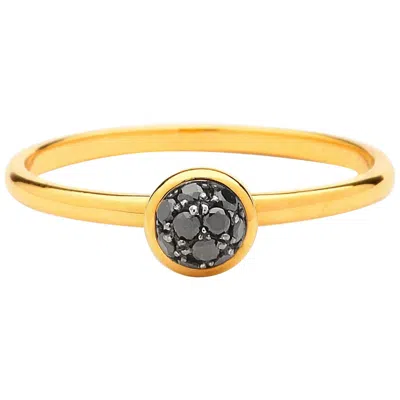 Pre-owned Syna Jewels Syna Yellow Gold Mini Black Diamond Pave Ring