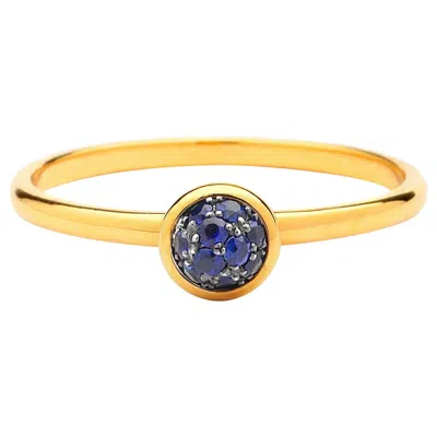 Pre-owned Syna Jewels Syna Yellow Gold Mini Blue Sapphire Pave Ring