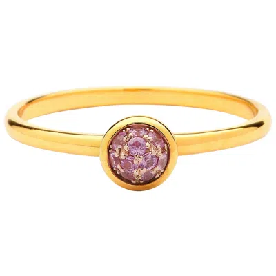 Pre-owned Syna Jewels Syna Yellow Gold Mini Pink Sapphire Pave Ring