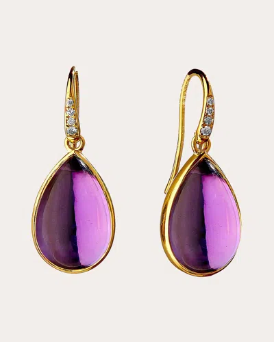 Syna Jewels Women's Amethyst Mogul Pear Drop Earrings In Purple