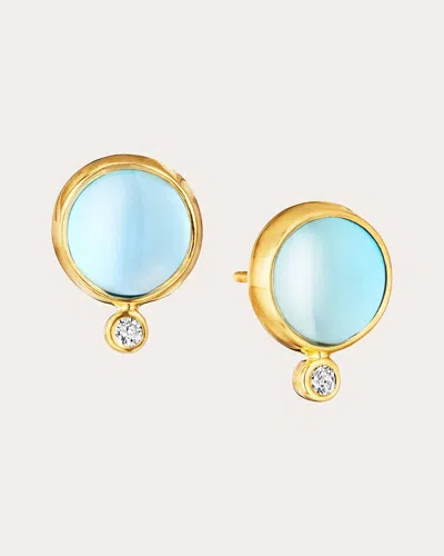 Syna Jewels Women's Blue Topaz & Diamond Candy Stud Earrings
