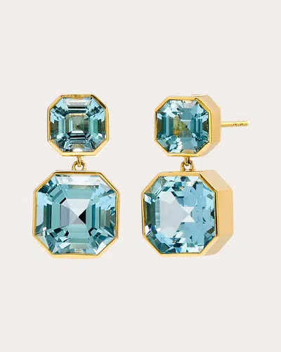 Syna Jewels Women's Blue Topaz Geometrix Double Drop Earrings