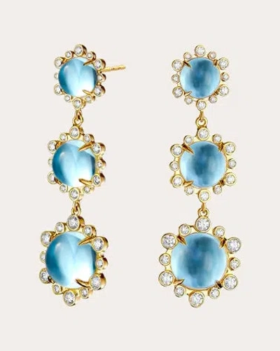 Syna Jewels Women's Blue Topaz Mogul Hex Drop Earrings