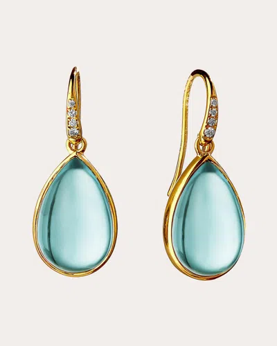 Syna Jewels Women's Blue Topaz Mogul Pear Drop Earrings