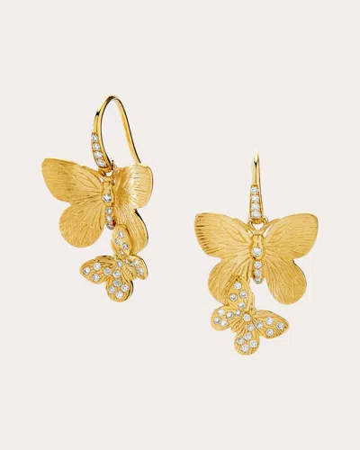 Syna Jewels Women's Diamond Jardin Butterfly Drop Earrings In Gold