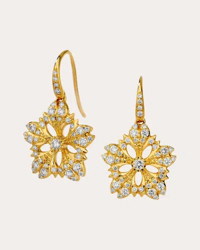 Syna Jewels Women's Diamond Jardin Flower Drop Earrings In Gold
