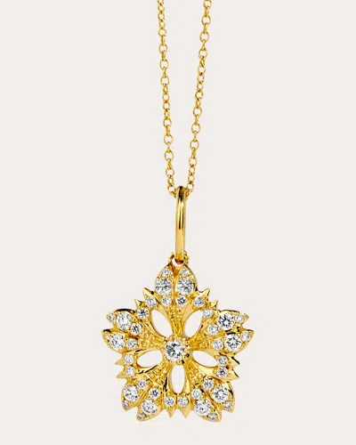 Syna Jewels Women's Diamond Jardin Flower Pendant Necklace In Gold