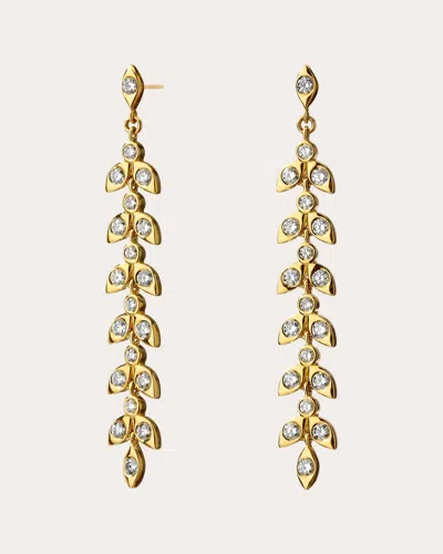 Syna Jewels Women's Diamond Jardin Leaf Drop Earrings In Gold