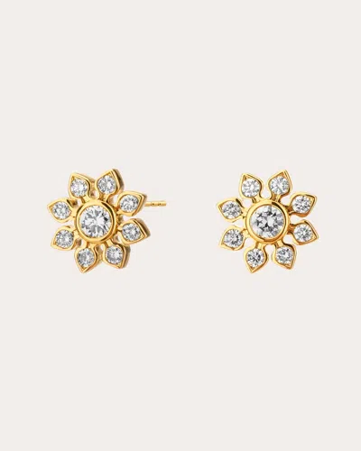 Syna Jewels Women's Diamond Mogul Flower Stud Earrings In Gold