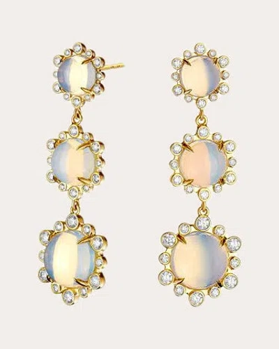 Syna Jewels Women's Moon Quartz Mogul Hex Drop Earrings In Gold