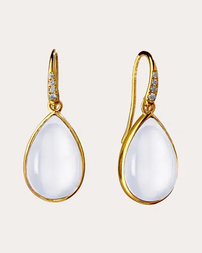 Syna Jewels Women's Moon Quartz Mogul Pear Drop Earrings In White