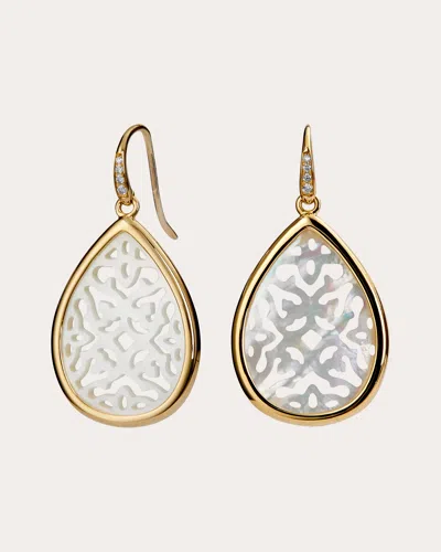 Syna Jewels Women's Mother Of Pearl Carved Mogul Drop Earrings In White