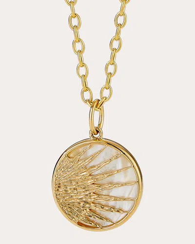 Syna Jewels Women's Mother Of Pearl Cosmic Sun Pendant In Gold