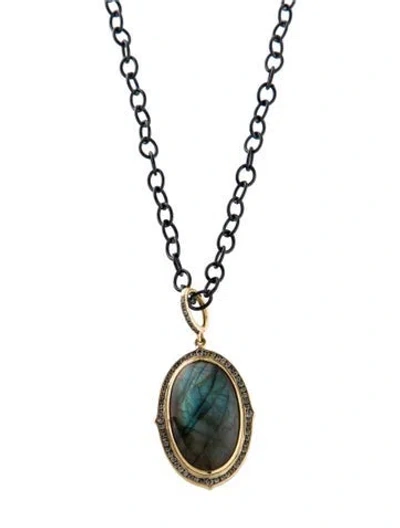 Pre-owned Syna Labradorite & Diamond Pendant Necklace, 29.75" In Multi