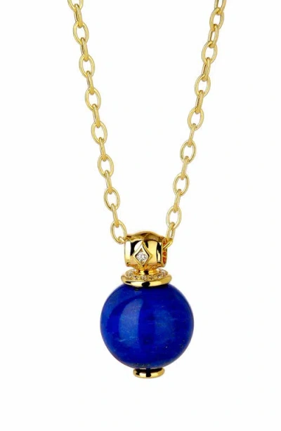 Syna Lapis Lazuli Bead Pendant In Gold